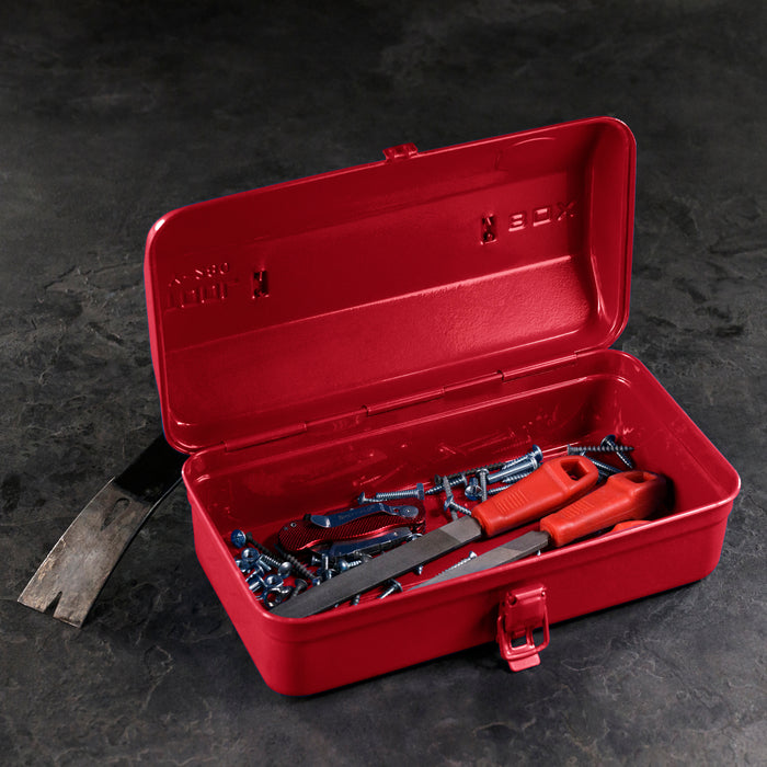 Red Metal Tool Box Inside